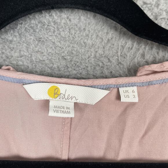 Boden Blouse Womens US 2 Pink Long Sleeve Ruffle Silk Blend Romantic Top - Picture 4 of 9